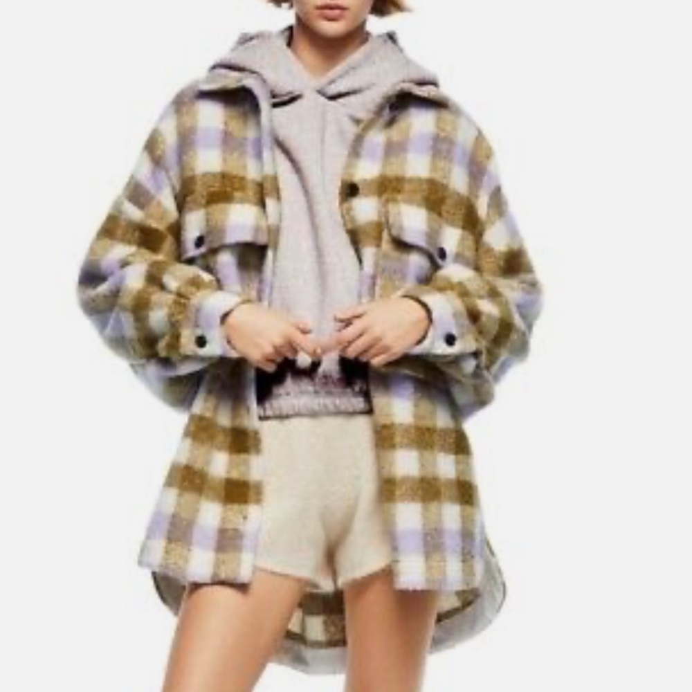Zara oversized jacket - fleece/plaid small-medium